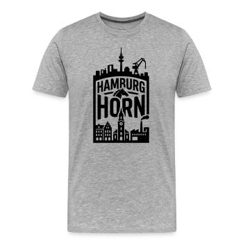 Hamburg Horn - Männer Premium Bio T-Shirt - Grau meliert - Vorne - Damien (186cm)