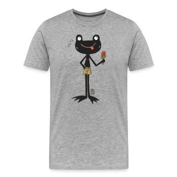 Grenouille avec glace - T-shirt bio Premium Homme - gris chiné - Devant - Damien (186cm)