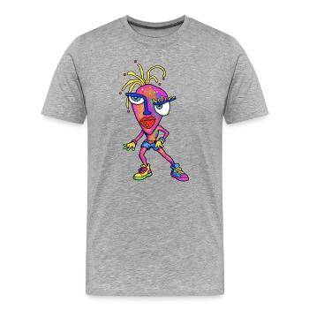 Neon Wildes Cartoon Portrait - Männer Premium Bio T-Shirt - Grau meliert - Vorne - Damien (186cm)