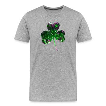 klee,pailetten,kleeblatt,blatt,grün - Männer Premium Bio T-Shirt - Grau meliert - Vorne - Damien (186cm)