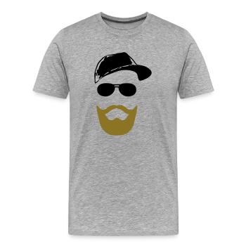 Gesicht mit Bart - Männer Premium Bio T-Shirt - Grau meliert - Vorne - Damien (186cm)