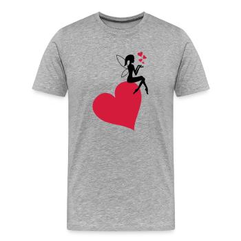 fee_herz_liebe - Men's Premium Organic T-Shirt - heather grey - Front - Damien (186cm)