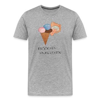 BisschenRumlecken - Männer Premium Bio T-Shirt - Grau meliert - Vorne - Damien (186cm)