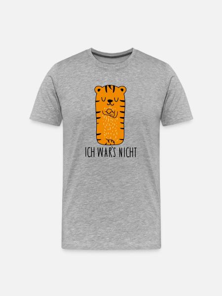 Ich wars nicht -Tiger - Männer Premium Bio T-Shirt - Grau meliert