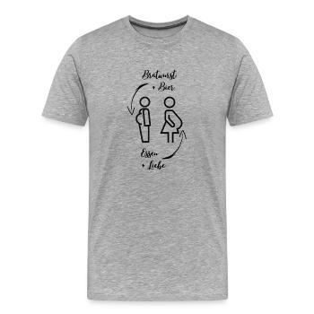 Bierbauch und Schwangerschaftsbauch - Dicker Bauch - Männer Premium Bio T-Shirt - Grau meliert - Vorne - Damien (186cm)