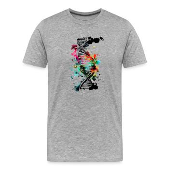 Aquarell, Tinte Doppelhelix in schwarz bunt - Männer Premium Bio T-Shirt - Grau meliert - Vorne - Damien (186cm)