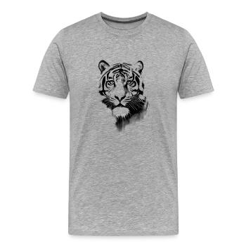 Tiger schwarz weiß - Männer Premium Bio T-Shirt - Grau meliert - Vorne - Damien (186cm)