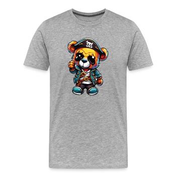 Ours en peluche / Peluche / Animal en peluche / Idée cadeau - T-shirt bio Premium Homme - gris chiné - Devant - Damien (186cm)