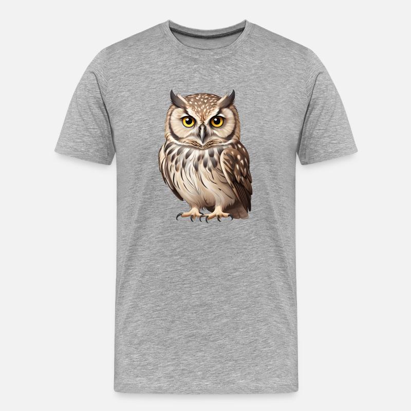 Junge braune Eule - Männer Premium Bio T-Shirt - Grau meliert