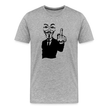 anonymous masque mask fuck6 main hand co - T-shirt bio Premium Homme - gris chiné - Devant - Damien (186cm)
