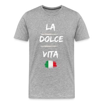 La dolce vita bella italia - Männer Premium Bio T-Shirt - Grau meliert - Vorne - Damien (186cm)