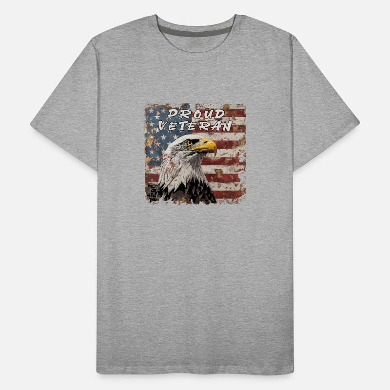 Fier drapeau vétéran US Eagle Patriot T-shirt bio Premium Homme
