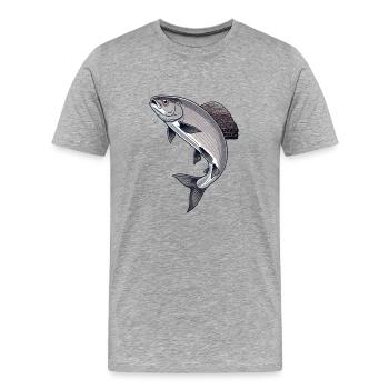 Äsche Fischen Angeln Fliegenfischen - Männer Premium Bio T-Shirt - Grau meliert - Vorne - Damien (186cm)