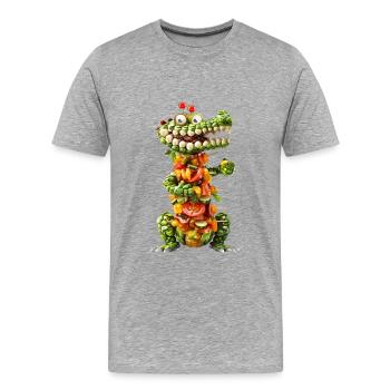 Krokodil Kebab - Männer Premium Bio T-Shirt - Grau meliert - Vorne - Damien (186cm)