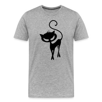 schwarze Katze - Männer Premium Bio T-Shirt - Grau meliert - Vorne - Damien (186cm)