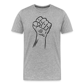 Poing / Poing levé / Révolution / Défi - T-shirt bio Premium Homme - gris chiné - Devant - Damien (186cm)
