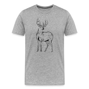 cerf - T-shirt bio Premium Homme - gris chiné - Devant - Damien (186cm)