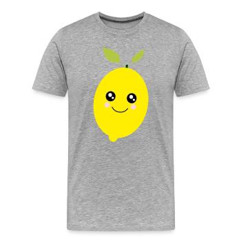 Kawaii citron vert citron vert Kawaii autocollant - T-shirt bio Premium Homme - gris chiné - Devant - Damien (186cm)