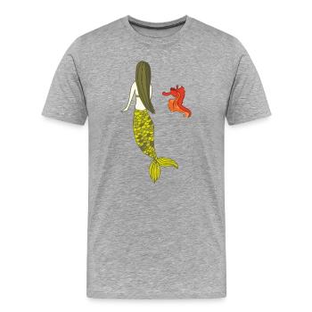 Mermaid date with seahorse - Men's Premium Organic T-Shirt - heather grey - Front - Damien (186cm)