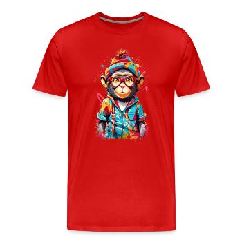 Coole Affe - Männer Premium Bio T-Shirt - Rot - Vorne - Damien (186cm)