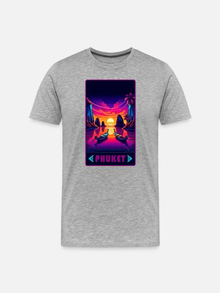 Phuket Thailand sunset design - Men's Premium Organic T-Shirt - heather grey
