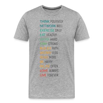 POSITIV DENKEN - Männer Premium Bio T-Shirt - Grau meliert - Vorne - Damien (186cm)