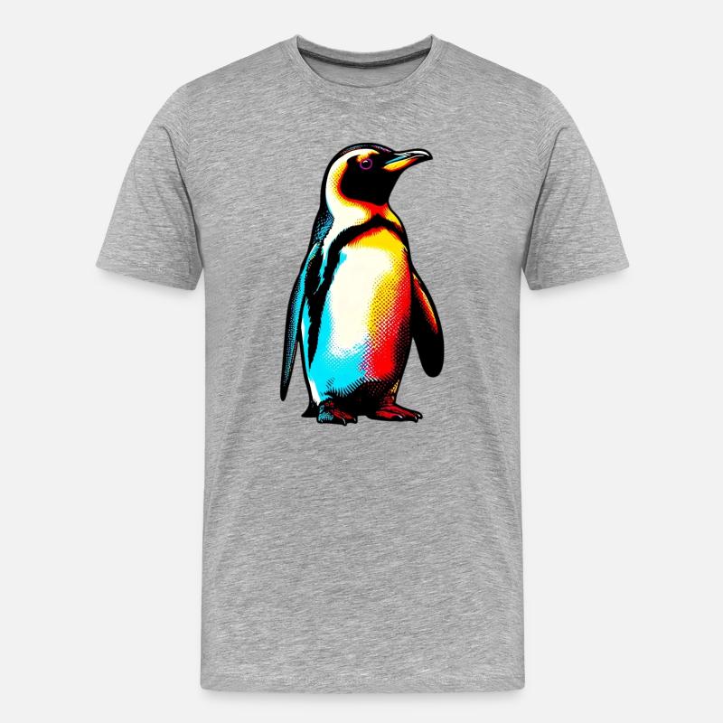 Pinguin - Männer Premium Bio T-Shirt - Grau meliert