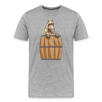 Pferd Fass - Männer Premium Bio T-Shirt - Grau meliert - Vorne - Damien (186cm)