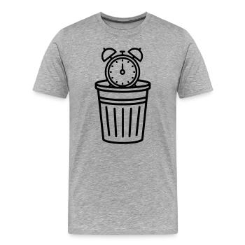 Wecker im Mülleimer Zeit - Männer Premium Bio T-Shirt - Grau meliert - Vorne - Damien (186cm)