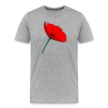 Fleur de pavot rouge minimaliste – Te botanique élégant - T-shirt bio Premium Homme - gris chiné - Devant - Damien (186cm)