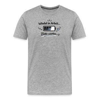 Windel in Arbeit - Bitte warten - Männer Premium Bio T-Shirt - Grau meliert - Vorne - Damien (186cm)