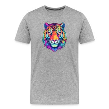 Lebendiger Tigerkopf - Männer Premium Bio T-Shirt - Grau meliert - Vorne - Damien (186cm)