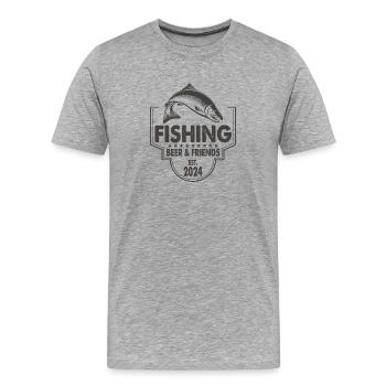 Fishing Beer & Friends Angeln Fischen Spruch - Männer Premium Bio T-Shirt - Grau meliert - Vorne - Damien (186cm)