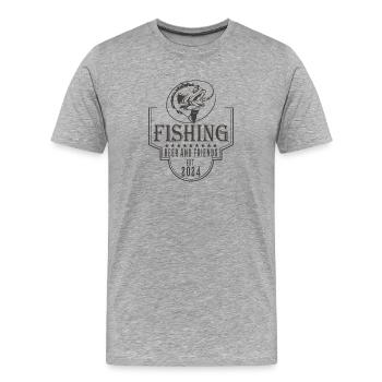 Fishing Beer and Friends Angeln Fischen - Männer Premium Bio T-Shirt - Grau meliert - Vorne - Damien (186cm)
