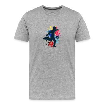 football footballeur attaquant garçons hommes coupe du monde - T-shirt bio Premium Homme - gris chiné - Devant - Damien (186cm)