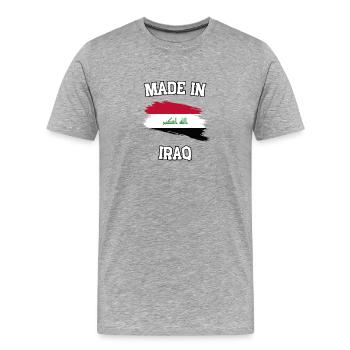 Fabriqué en Irak - T-shirt bio Premium Homme - gris chiné - Devant - Damien (186cm)