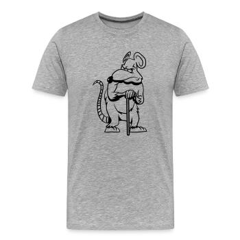 Rat vieux de mauvaise humeur - T-shirt bio Premium Homme - gris chiné - Devant - Damien (186cm)