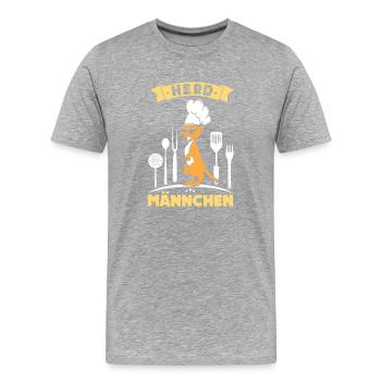 Erdmännchen als Koch und Herdmännchen - Männer Premium Bio T-Shirt - Grau meliert - Vorne - Damien (186cm)