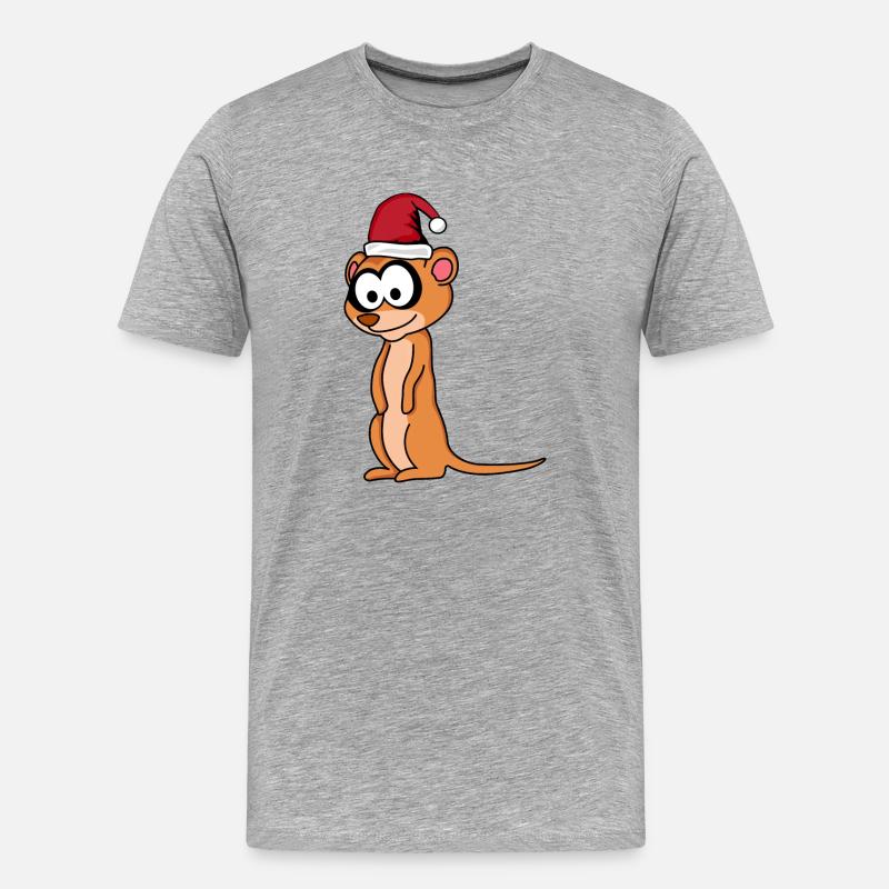 Erdmännchen Comic Weihnachten - Männer Premium Bio T-Shirt - Grau meliert