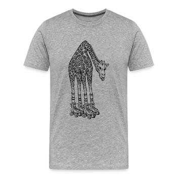 Girafe sur rollers - T-shirt bio Premium Homme - gris chiné - Devant - Damien (186cm)