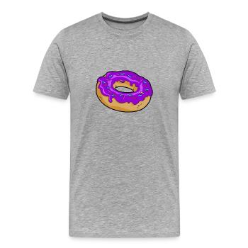 Donut mit violetter Glasur - Männer Premium Bio T-Shirt - Grau meliert - Vorne - Damien (186cm)