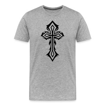 Cross, Crucifix, with thorns, gothic style. - Men's Premium Organic T-Shirt - heather grey - Front - Damien (186cm)
