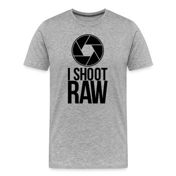 shoot raw - Men's Premium Organic T-Shirt - heather grey - Front - Damien (186cm)