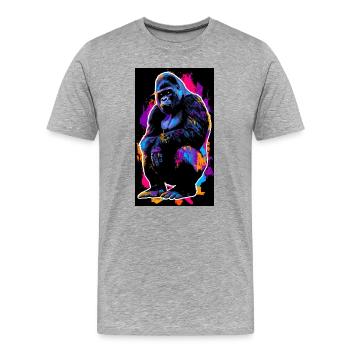 Gorilla - Männer Premium Bio T-Shirt - Grau meliert - Vorne - Damien (186cm)