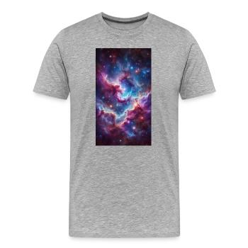 Nebula Colour World - Men's Premium Organic T-Shirt - heather grey - Front - Damien (186cm)