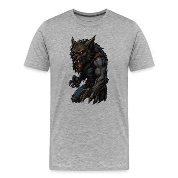 Guerrier Loup-Garou Sombre - T-shirt bio Premium Homme - gris chiné - Devant - Damien (186cm)