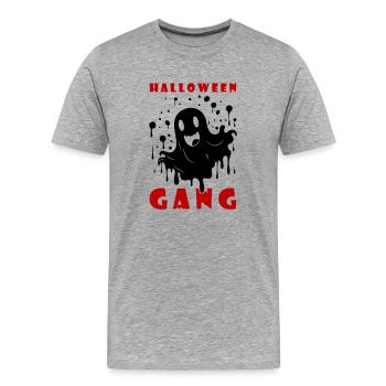 Fête des gangs d’Halloween - T-shirt bio Premium Homme - gris chiné - Devant - Damien (186cm)
