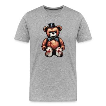 Ours en peluche / Peluche / Animal en peluche / Idée cadeau - T-shirt bio Premium Homme - gris chiné - Devant - Damien (186cm)