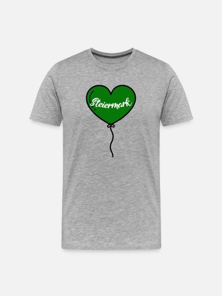 Steiermark Herz Luftballon - Männer Premium Bio T-Shirt - Grau meliert