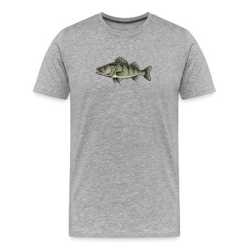 Zander Raubfisch Angeln - Männer Premium Bio T-Shirt - Grau meliert - Vorne - Damien (186cm)